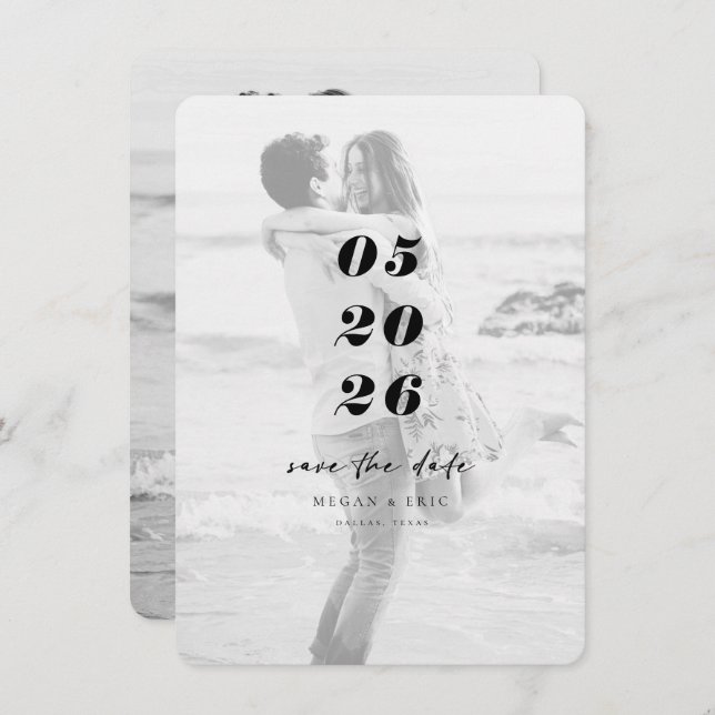 Reserve A Data Foto de Sobreposição em Negrito Moderno Salva a Da (Frente/Verso)