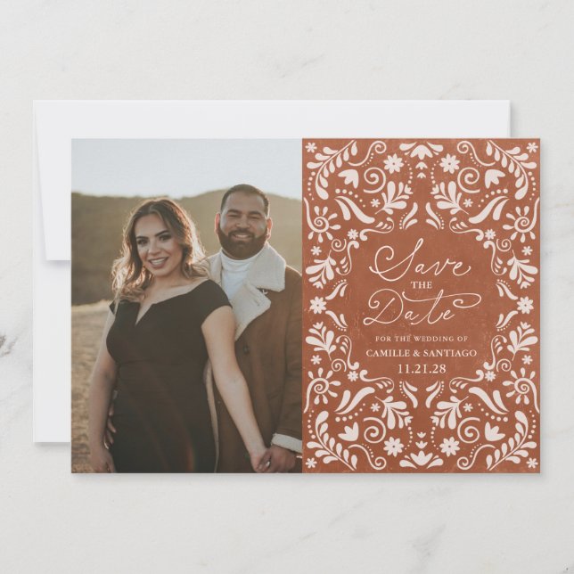 Reserve A Data Foto de Terracota Papel Picado Save the Date (Frente)