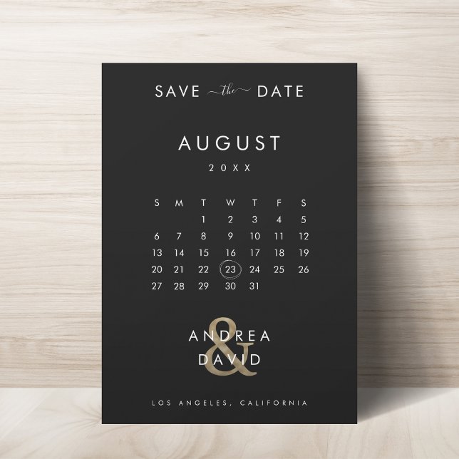 Reserve A Data FOTO DESBOTADA ESCURA Ampersand Dourado & Calendár (Criador carregado)