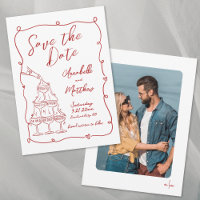 Foto Desenhada à Mão Caprichosa Casamento Vermelho