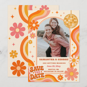 Reserve A Data Foto Disco Laranja Marfim Groovy Retrô 70