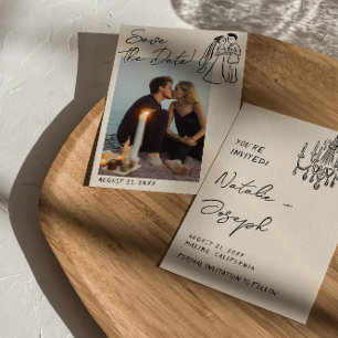 Reserve A Data Foto Divertida de Casamento de Casal Escrita à Mão
