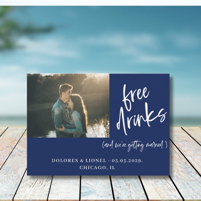 Reserve A Data Foto do Casal Azul Casamento Save the date (Criador carregado)
