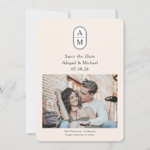 Reserve A Data Foto do casal de arco moderno com iniciais