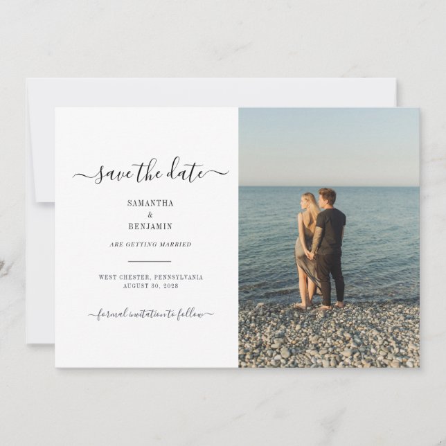 Reserve A Data Foto do Casal moderno Salvar a Data (Frente)