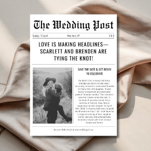 Reserve A Data Foto do Casamento vintage do Barato de jornal