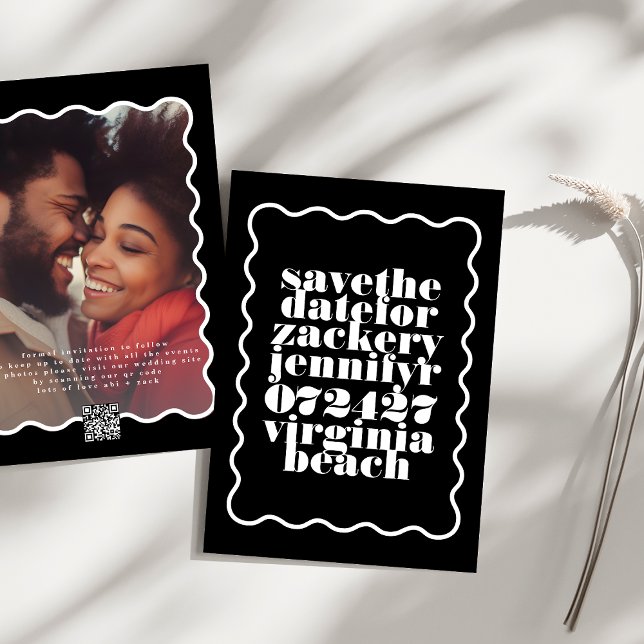 Reserve A Data Foto do código QR preto branco de quadro de onda a (Criador carregado)