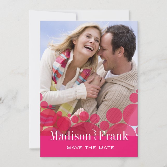 Reserve A Data Foto do desfile de bolinhas Salvar a data rosa-que (Frente)