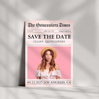 Reserve A Data Foto do jornal original cor-de-rosa Quinceañera
