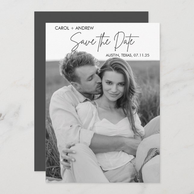 Reserve A Data Foto do lançamento gravada Salvar a data (Frente/Verso)