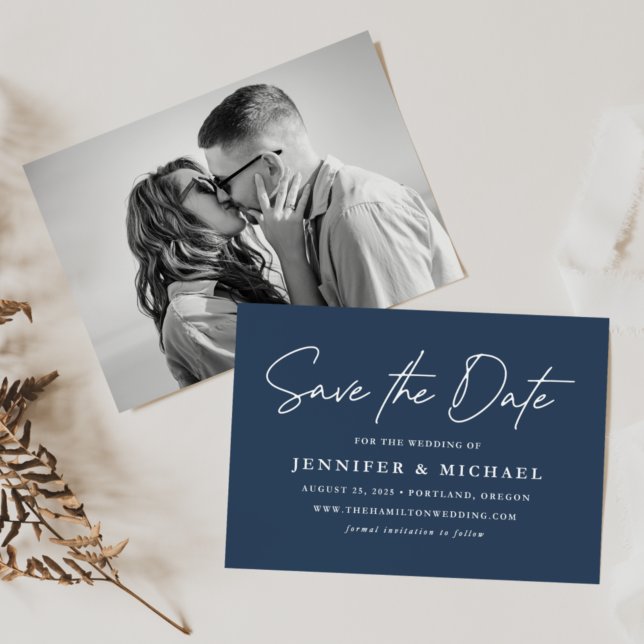 Reserve A Data Foto do Marinho de Script Casual (Criador carregado)