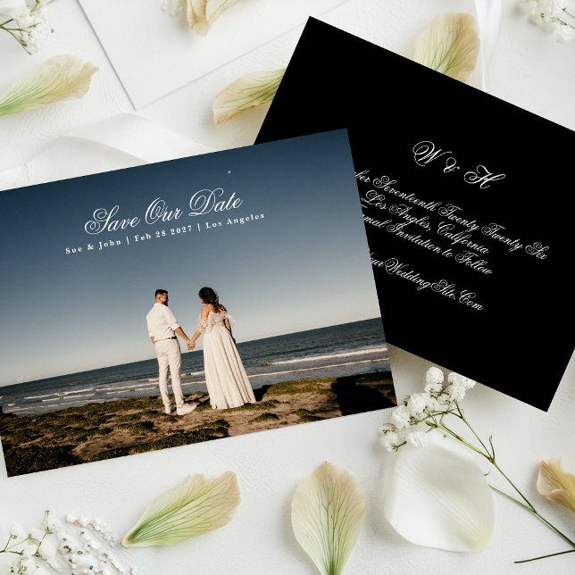 Reserve A Data Foto do Monograma Clássico Tradicional de Caligraf (Criador carregado)