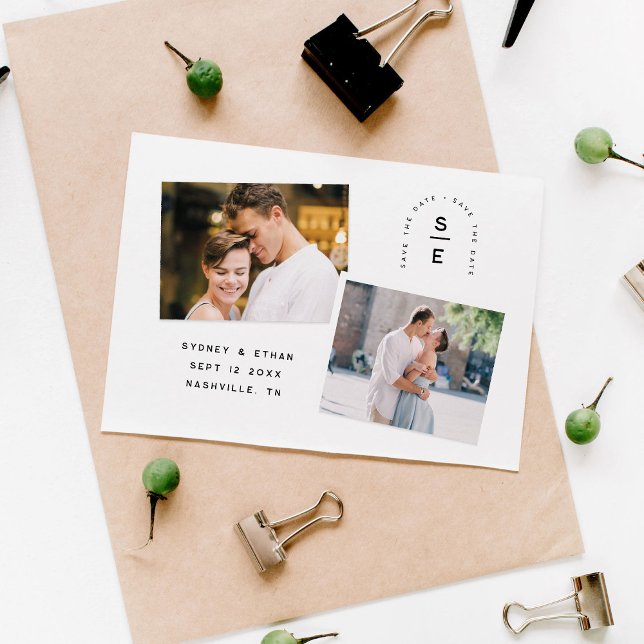 Reserve A Data Foto do Monograma do Arch Moderno Salvar a Data (modern arch monogram photo save the date)