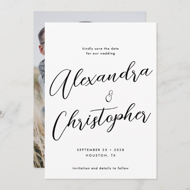 Reserve A Data Foto do Noivado de Casamento Elegante da Calliogra (Frente/Verso)