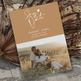 Reserve A Data Foto do Script de Caligrafia do Terracotta Moderno