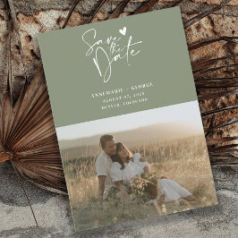 Reserve A Data Foto do Script de Caligrafia Verde do Modern Sage