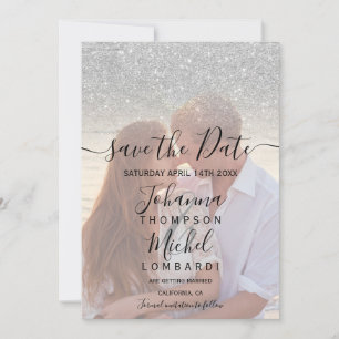 Reserve A Data Foto do script ombre do Silver glitter para salvar