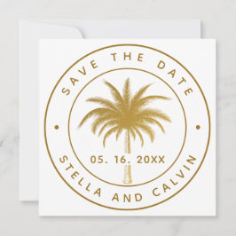 Reserve A Data Foto Dourada de Casamento de Palmeiras Tropicais