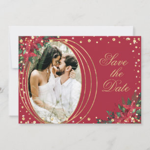Reserve A Data Foto Dourada de Natal Elegante Red Floral Sa