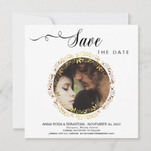 Reserve A Data *~* FOTO Dourada Wreath Casamento Salvar a Data
