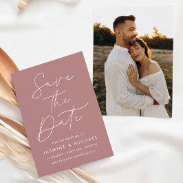 Reserve A Data Foto Dusty Rose com Letra Moderna