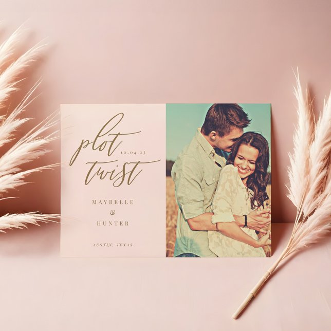 Reserve A Data Foto e caligrafia mínima moderna do Plot Twist (Plot Twist Modern Minimal Calligraphy & Photo Save The Date)