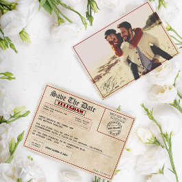 Reserve A Data Foto editável Casamento rústico à moda antiga