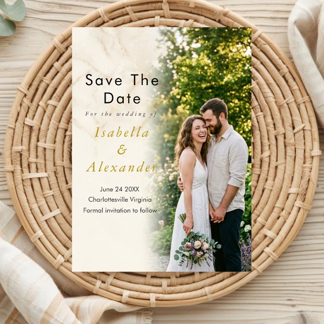 Reserve A Data Foto Editorial Moderna para Save the Date com Códi (Criador carregado)