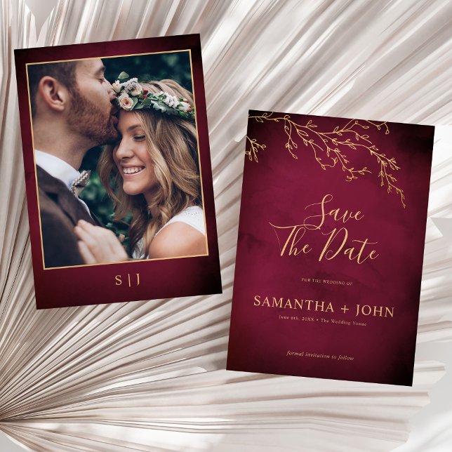 Reserve A Data Foto Elegante Botânica Dourada e Vermelha Crimson (Criador carregado)