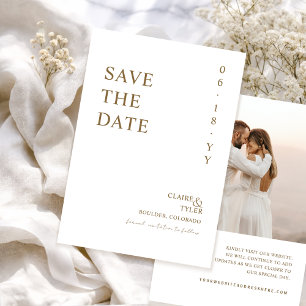 Reserve A Data Foto, Elegante, Casamento Minimalista Branco e Dou