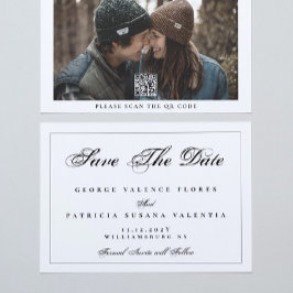 Reserve A Data Foto elegante do CÓDIGO QR Clássico Preto Branco