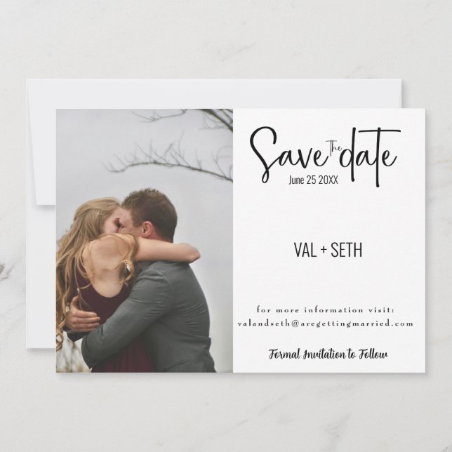 Reserve A Data Foto Elegante – Layout Dividido com Fonte Moderna (Verso)