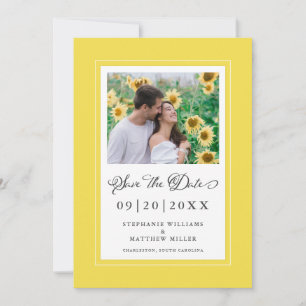 Reserve A Data Foto Elegante Script Casamento Trendy Borda Amarel