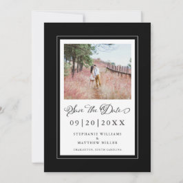 Reserve A Data Foto Elegante Script Wedding Black Border