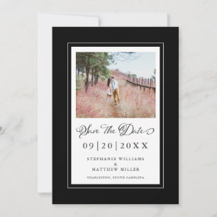 Reserve A Data Foto Elegante Script Wedding Black Border