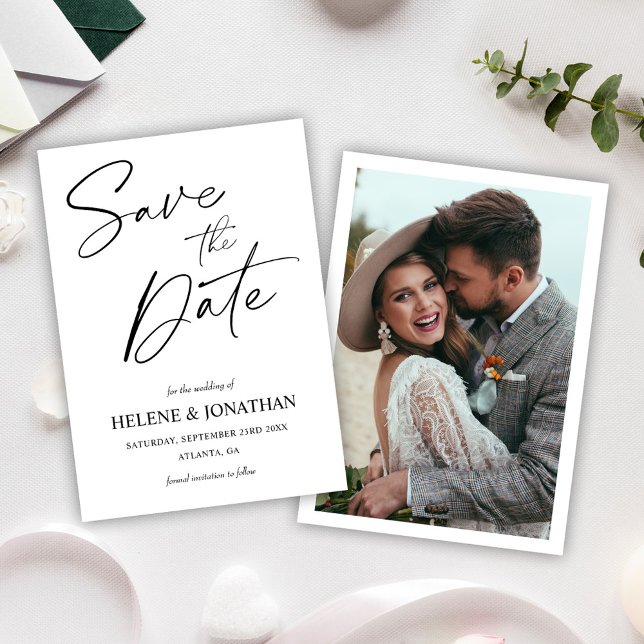 Reserve A Data Foto Elegante Simples Moderna (Modern Simple Minimalist Elegant Photo Save The Date)