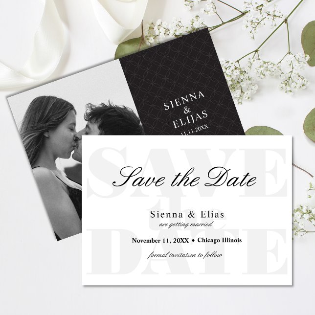 Reserve A Data Foto em preto branco e simples Salvar a data (Criador carregado)