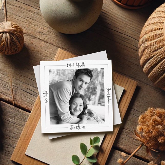 Reserve A Data Foto em preto e branco clássico moderno (Criador carregado)