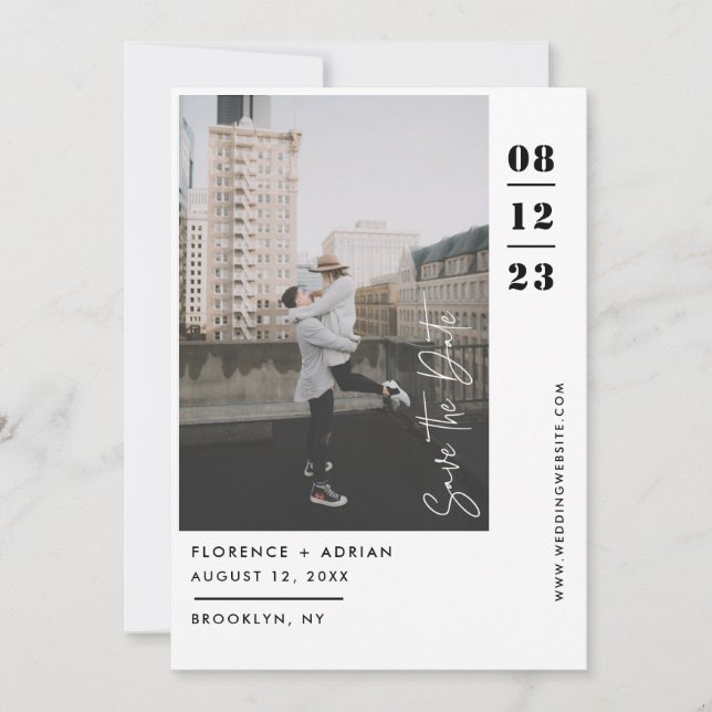 Reserve A Data Foto em preto e branco moderno (Frente)