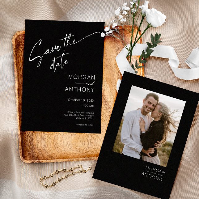 Reserve A Data Foto em preto e branco simples Salvar a data (Criador carregado)