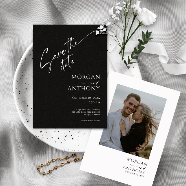 Reserve A Data Foto em preto e branco simples Salvar a data (Criador carregado)