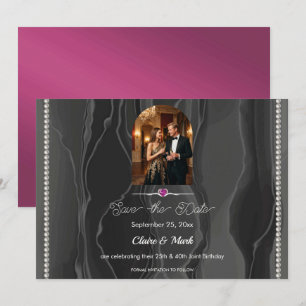 Reserve A Data Foto em Seda Preta de Aniversário Conjunto Rubi Ve