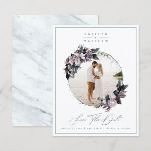 Reserve A Data Foto Emoldurada Floral Rústica Menta & Caligrafia