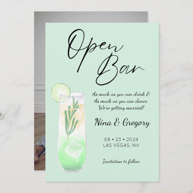 Reserve A Data Foto Engraçada Verde Moderna (Frente/Verso)