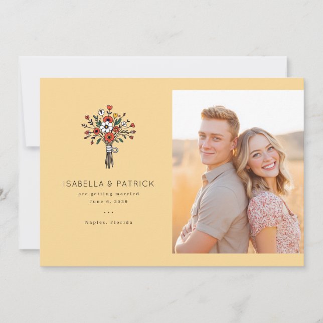 Reserve A Data Foto Floral Amarela Alegre (Frente)