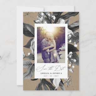 Reserve A Data Foto floral chique rústica industrial Kraft do