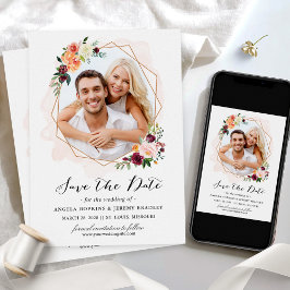 Reserve A Data Foto Floral de Bloom Geométrico Moderno Salva a Da