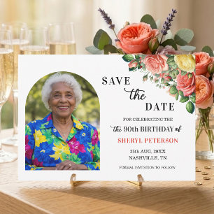 Reserve A Data Foto Floral Elegante Aniversário de 90 anos