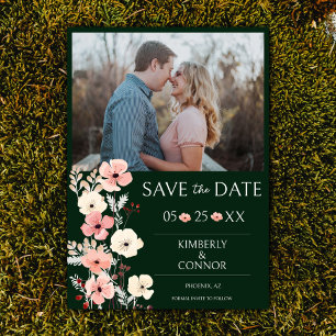 Reserve A Data Foto Floral Modern Boho Emerald Green
