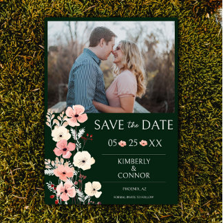 Reserve A Data Foto Floral Modern Boho | Emerald Green